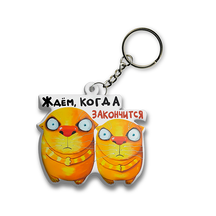 Брелок металлический "Ждем, когда закончится"